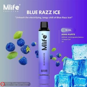 Mlife Disposable Vape – Blue Razz Ice 50mg 6000 Puffs